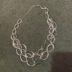 multi layered silver necklace